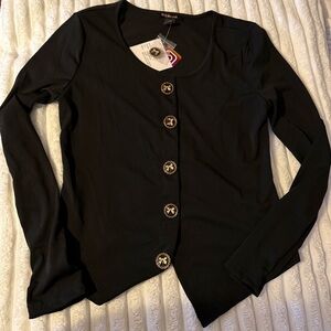 Elegant Black Button-Down Blouse